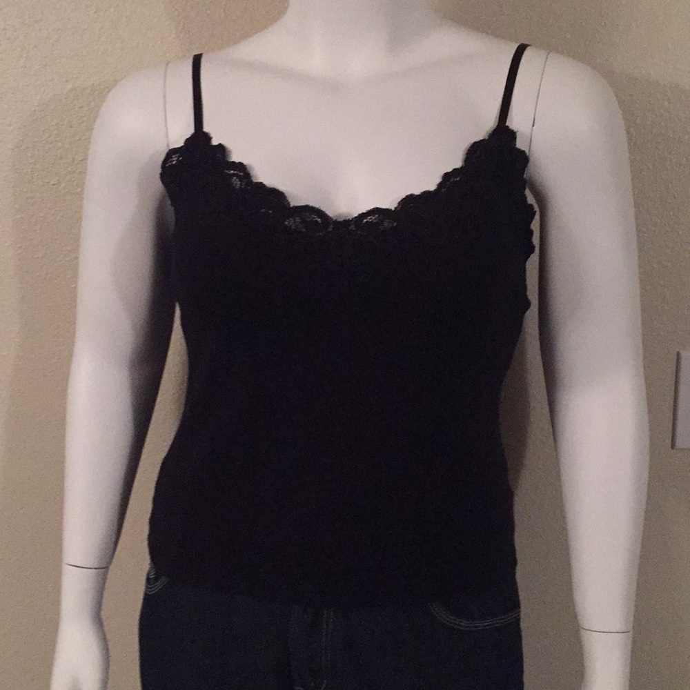 Black tank top with lace trim